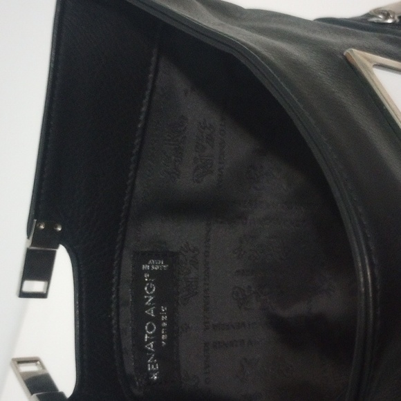 RENATO ANGI Venezia Made in Italy Black Leather Clutch / Crossbody/ Shoulder Bag - Picture 3 of 11